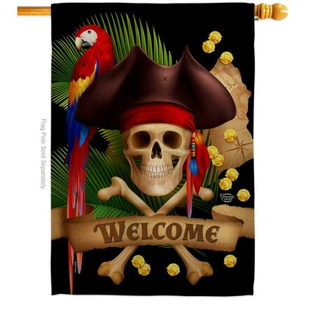 ORNAMENT COLLECTION 28 x 40 in. Pirate Ahoy Mate House Flag with Coastal Dbl-Sided Vertical Decoration Banner Garden OR583436